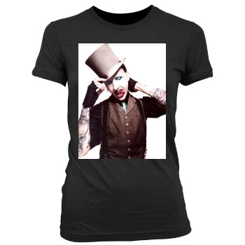 Marilyn Manson Women's Junior Cut Crewneck T-Shirt